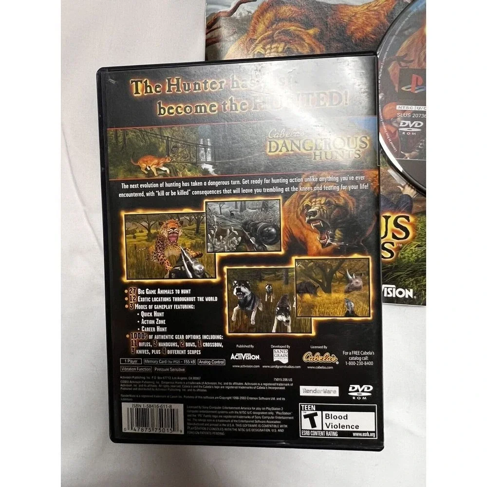 Cabela's Dangerous Hunt for Sony PlayStation 2‎ PS2, Complete Game DGN-C